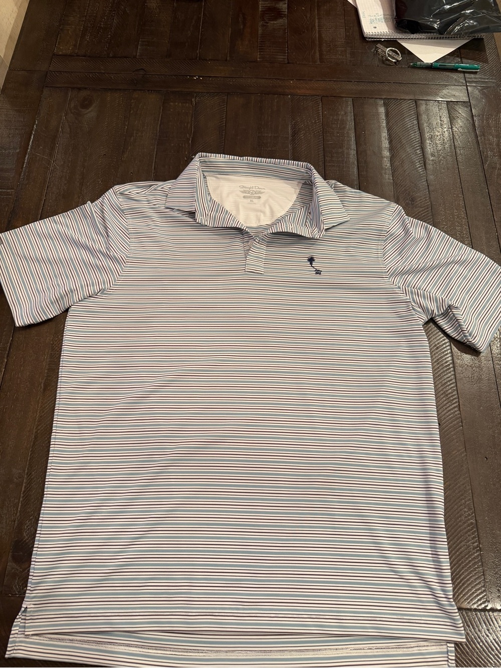 Men's Striped Performance Polo - Blue/White -
